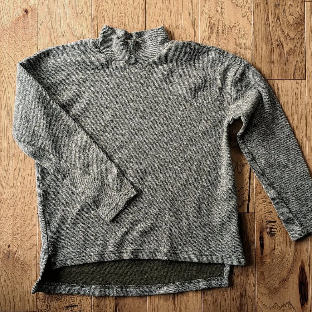 Threads 4 Thought 100% Organic Cotton Mock Neck Sweater Small Heather Green